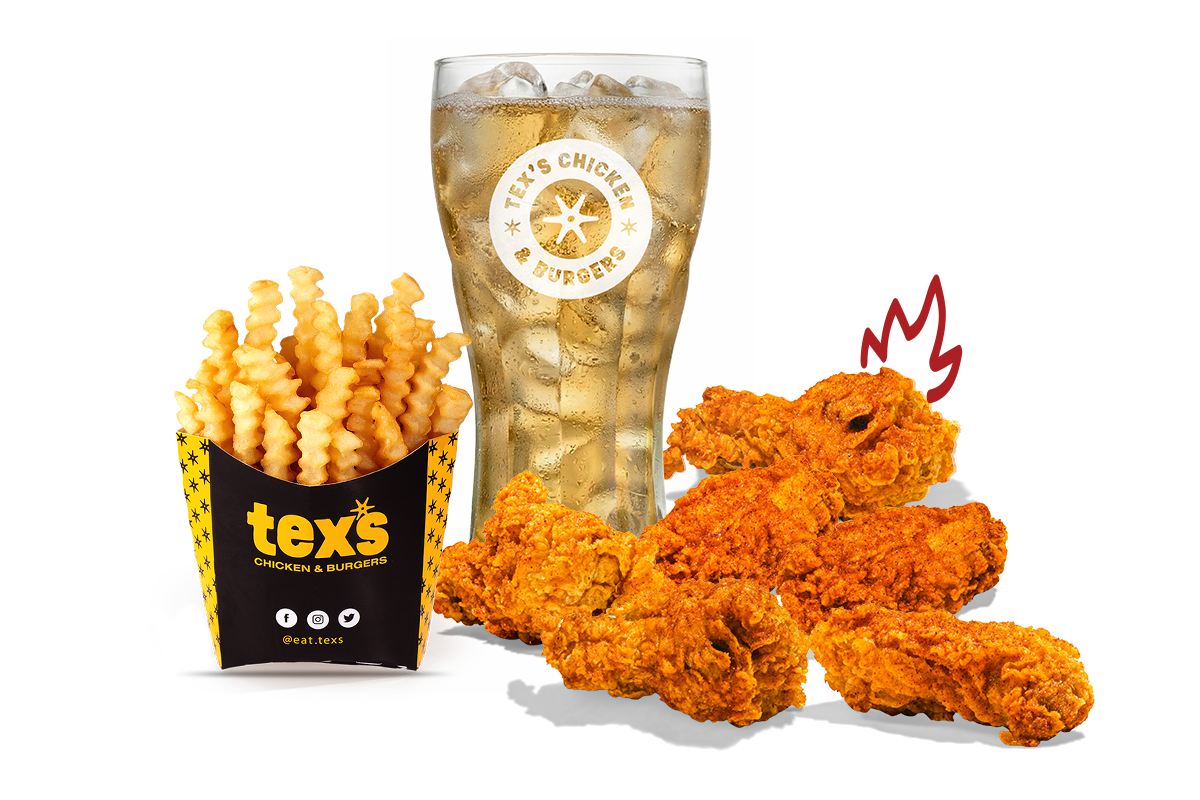 6 pc fiery wings w/ fries and drink image